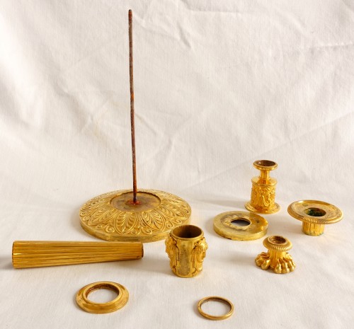 Antiquités - Paire de flambeaux Empire en bronze doré par Claude Galle