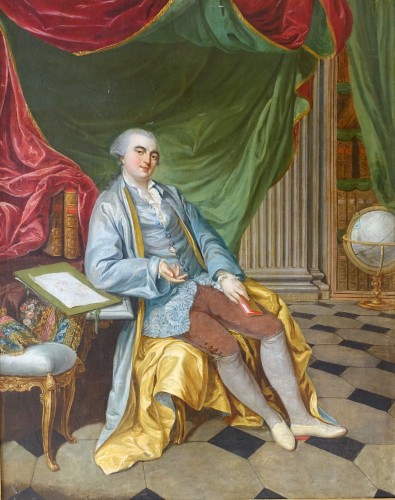 Portrait d'aristocrate, École française du XVIIIe siècle - Tableaux et dessins Style Louis XV