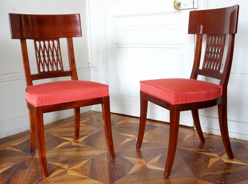 Paire de chaises d'époque Consulat estampille de Chapuis - Sièges Style Directoire