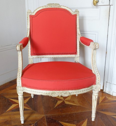 Sièges Fauteuil & Bergère - Paire de fauteuils à la reine d'époque Louis XVI estampillés Dupain