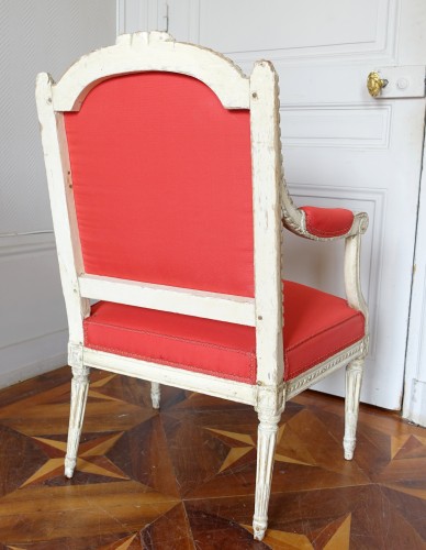Louis XVI - Paire de fauteuils à la reine d&#039;époque Louis XVI estampillés Dupain
