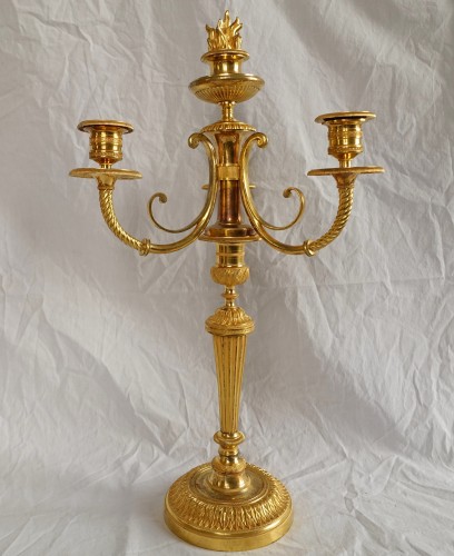 Empire - Pair Of Empire Ormolu Candelabras, Model Of The Château De Fontainebleau 