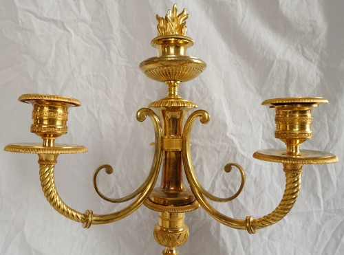 Antiquités - Pair Of Empire Ormolu Candelabras, Model Of The Château De Fontainebleau 