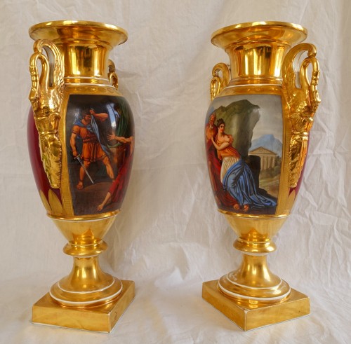 Pair Of Tall Empire Porcelain Vases  - 