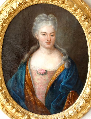 Ecole française du XVIIIe siècle, portrait de dame - Tableaux et dessins Style Louis XIV