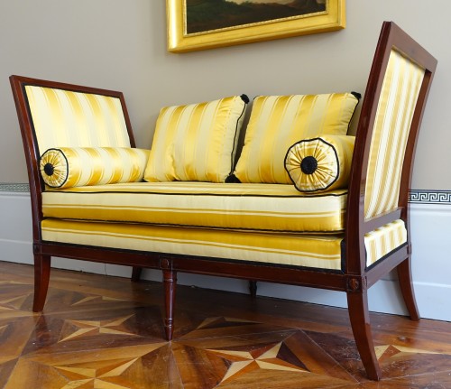 Sièges Canapé & Mobilier de Salon - Canapé confident ou méridienne en acajou d'époque Directoire