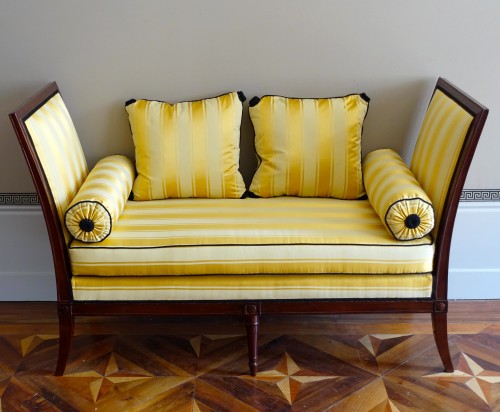 Canapé confident ou méridienne en acajou d'époque Directoire - GSLR Antiques