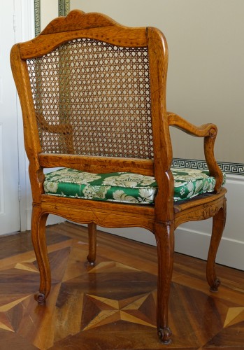 Antiquités - Suite de 4 fauteuils cannés d'époque Louis XV