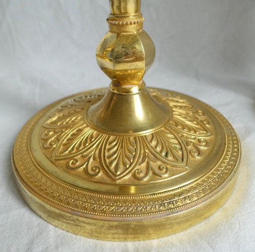 Paire de bougeoirs Empire en bronze doré travail Russe ou Suédois - Empire
