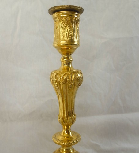 Pair of Louis XVI ormolu candlesticks, mercury gilt - 18th century - Louis XVI