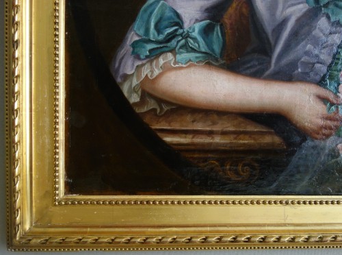 Antiquités - Ecole Française du XVIIIe siècle  - Portrait de dame d'époque Louis XV