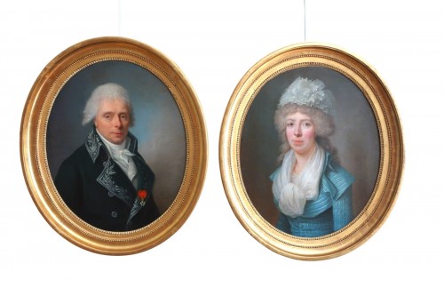 Jean-François Bellier, paire de portraits, sa sœur Philippine et son époux Edme
