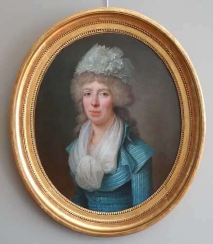 Jean-François Bellier, paire de portraits, sa sœur Philippine et son époux Edme - Tableaux et dessins Style Directoire