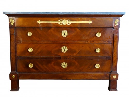 Commode d'époque Empire en acajou - estampille de Jacques Muller