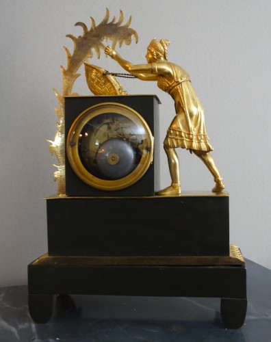 La récolte du Cacao - pendule en bronze patiné et doré d'époque Restauration - Restauration - Charles X