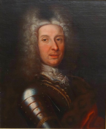 Tableaux et dessins Tableaux XVIIIe siècle - Ecole Française du XVIIIe siècle, portrait d'officier en cuirasse