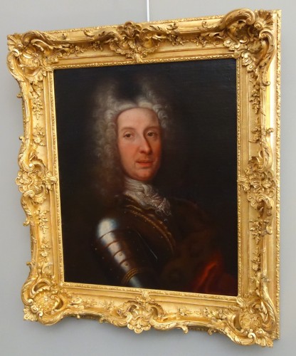 XVIIIe siècle - Ecole Française du XVIIIe siècle, portrait d'officier en cuirasse