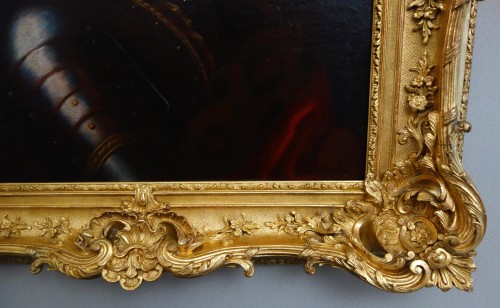 Antiquités - Ecole Française du XVIIIe siècle, portrait d'officier en cuirasse