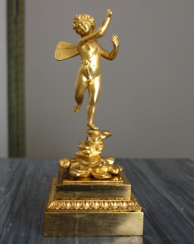 Sculpture  - Early 19th century Zephyr statuette in gilt bronze