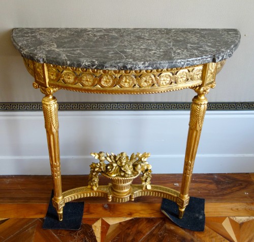 Furniture  - Louis XVI period carved and giltwood wall console