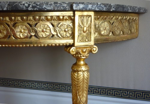 18th century - Louis XVI period carved and giltwood wall console