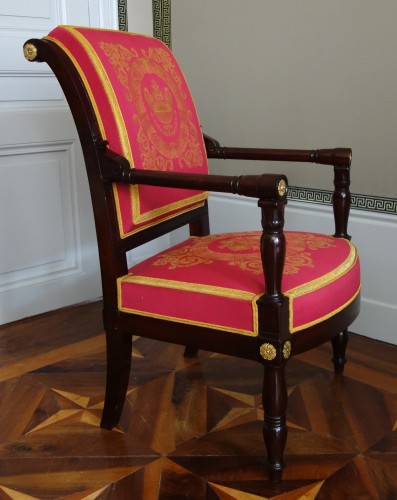 Fauteuil d'époque Empire en acajou et bronze doré par Jacob Desmalter - Empire