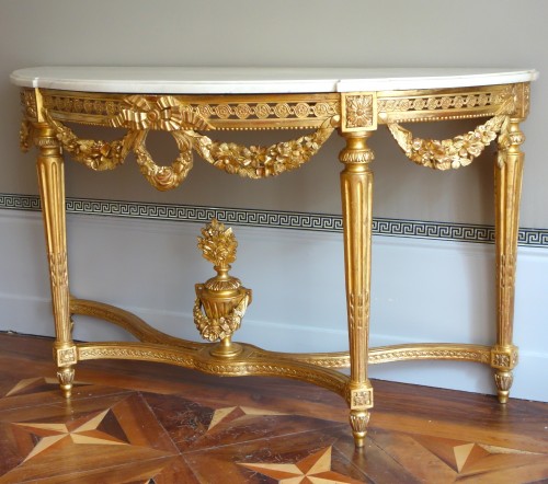 Console en bois doré d'époque Louis XVI - Mobilier Style Louis XVI