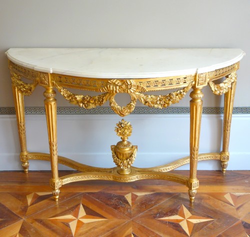 Mobilier Console - Console en bois doré d'époque Louis XVI