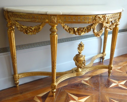 Antiquités - Console en bois doré d'époque Louis XVI