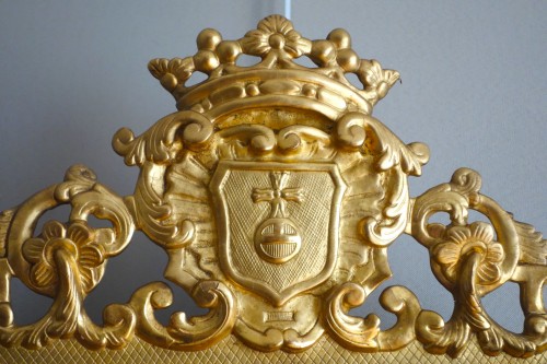 XIXe siècle - Miroir à parecloses en bois doré