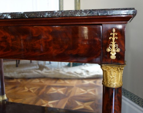 Antiquités - Console d'époque Empire en acajou et bronze doré