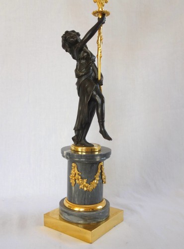 Paire de candélabres en marbre et bronze doré d'époque Louis XVI - GSLR Antiques