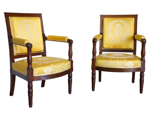 Paire de fauteuils Empire en acajou estampille de Jacob Desmalter