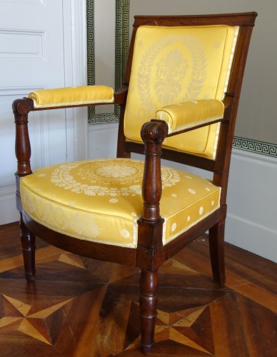 Sièges Fauteuil & Bergère - Paire de fauteuils Empire en acajou estampille de Jacob Desmalter