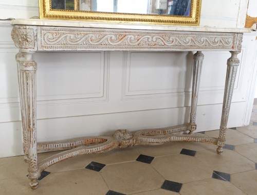 Console de vestibule en bois sculpté d'époque Louis XVI - Mobilier Style Louis XVI