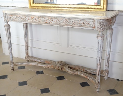 Mobilier Console - Console de vestibule en bois sculpté d'époque Louis XVI