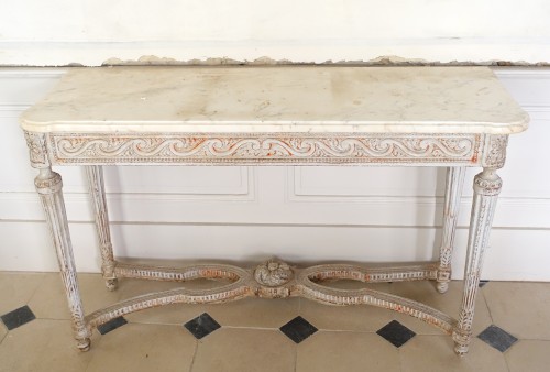 XVIIIe siècle - Console de vestibule en bois sculpté d'époque Louis XVI
