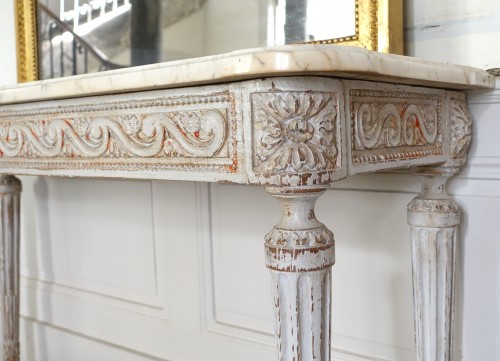 Antiquités - Console de vestibule en bois sculpté d'époque Louis XVI