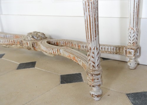 Antiquités - Console de vestibule en bois sculpté d'époque Louis XVI