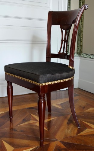 Seating  - Set of four Directoire period mahogany chairs stamped Demay