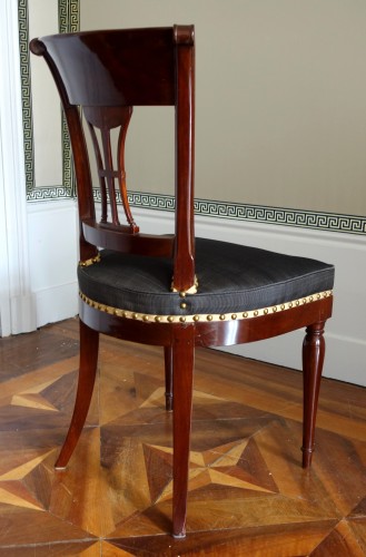 Antiquités - Set of four Directoire period mahogany chairs stamped Demay