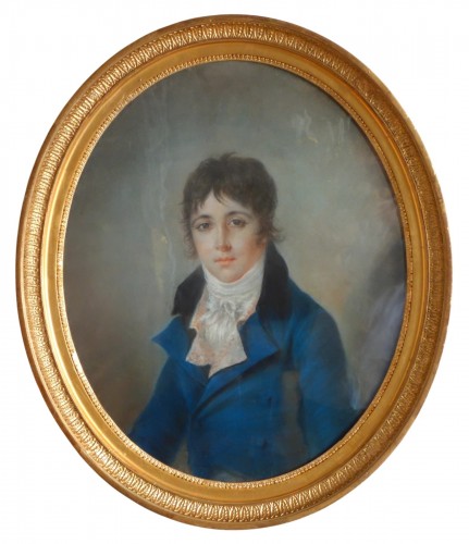 Portrait pastel de jeune homme d'époque Empire