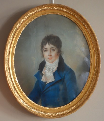 Portrait pastel de jeune homme d'époque Empire - Tableaux et dessins Style Empire