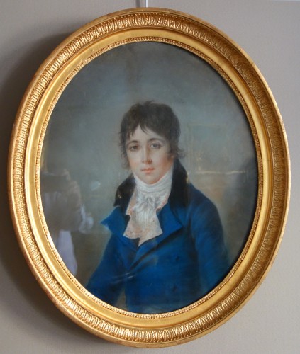 Tableaux et dessins Dessin, Aquarelle & Pastel - Portrait pastel de jeune homme d'époque Empire