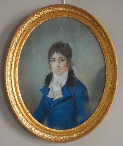 XIXe siècle - Portrait pastel de jeune homme d'époque Empire