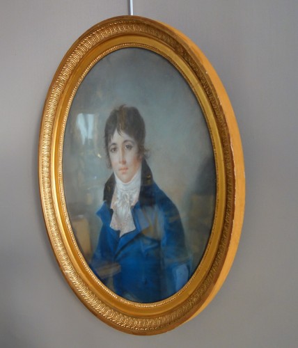 Portrait pastel de jeune homme d'époque Empire - Empire
