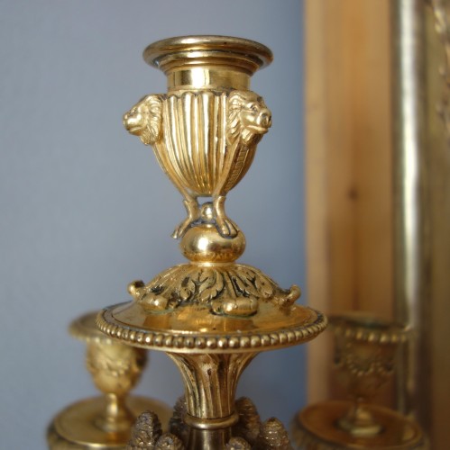 Paire de candélabres fin Napoléon III en bronze doré d'après Dugourc - GSLR Antiques