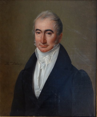 Portrait d'homme d'époque Restauration signé Madame Dubasty - Tableaux et dessins Style Restauration - Charles X