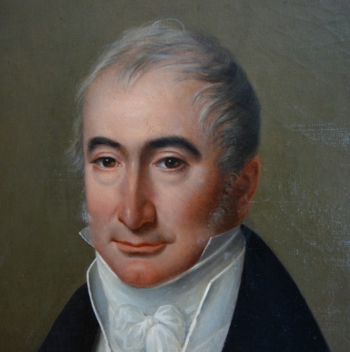 XIXe siècle - Portrait d'homme d'époque Restauration signé Madame Dubasty