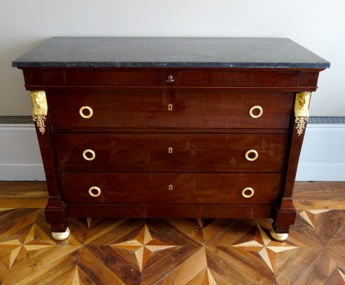 Commode d'époque Empire en acajou par Marcion - Mobilier Style Empire